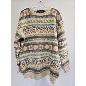 Vintage 80s/90s Wool Grandpa Sweater Size Large Mens Distressed Heavy L Pullover